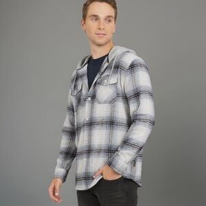 Men’s Quicksilver Flannel Shirt  Hoodie Jacket Medium NEW Button Up